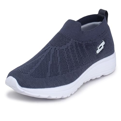 TRASE Sports Slip-On Shoes for Kids | Knitted Upper Lightweight Footwear for Boys & Girls | Comfortable EVA Sole and Breathable Shoes for Walking & Play (Dark Grey, 4 UK) - Image 1