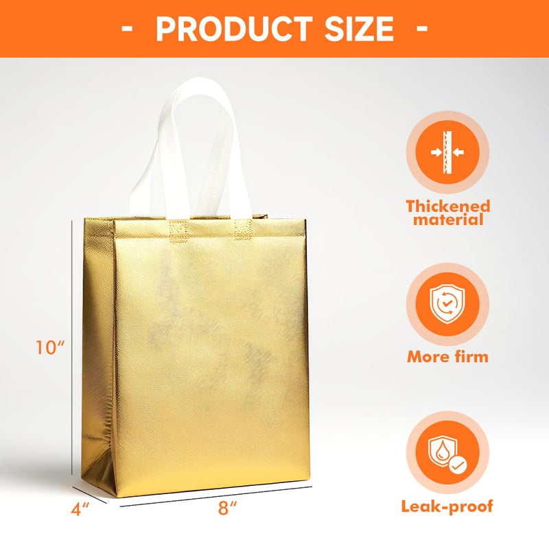 METAPRINT 15 Pcs Iridescent Glossy Gift Bags Medium Size, 8x4x10 Inch Holographic Reusable Gift Bags with Handles & Sturdy Base, Ideal for Birthday, Wedding - Image 2