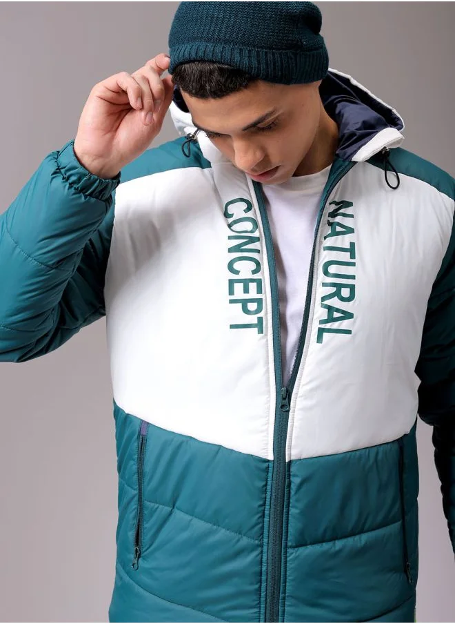The Indian Garage Co Men Slim Fit Graphic Puffer Jackets