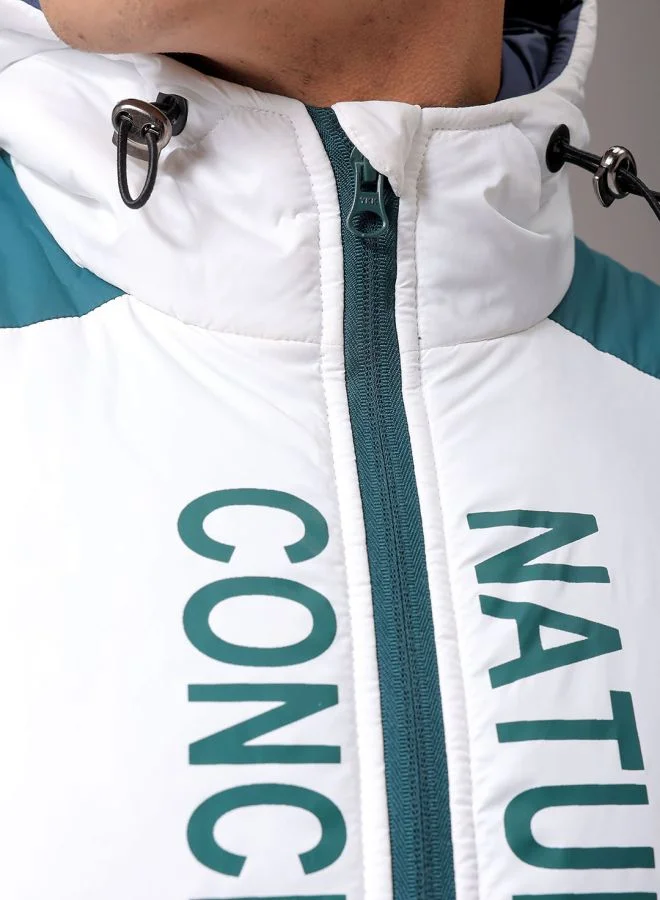 The Indian Garage Co Men Slim Fit Graphic Puffer Jackets