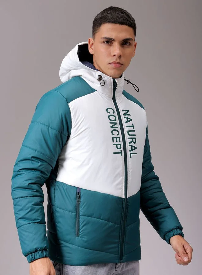 The Indian Garage Co Men Slim Fit Graphic Puffer Jackets