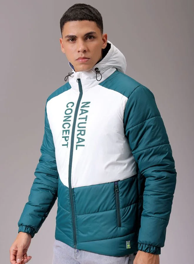 The Indian Garage Co Men Slim Fit Graphic Puffer Jackets