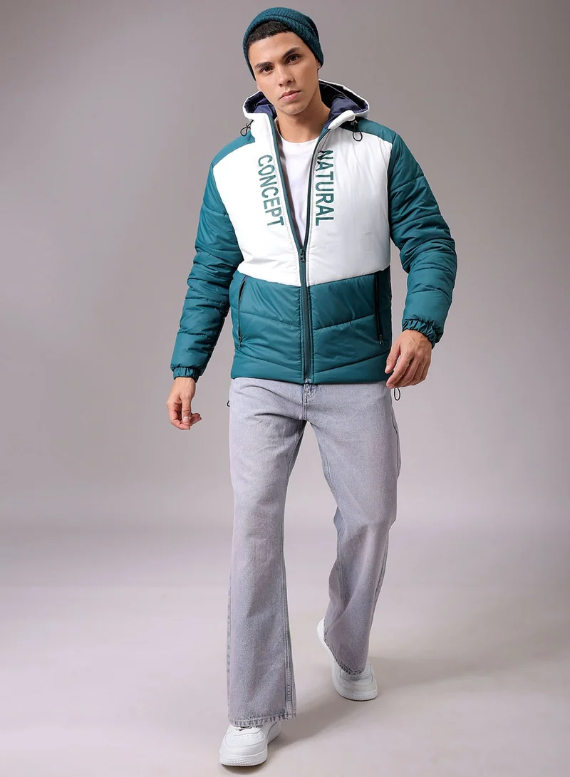 The Indian Garage Co Men Slim Fit Graphic Puffer Jackets