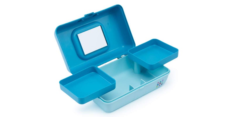 Caboodles Pretty In Petite - Forever Fun Makeup Organizer Compact Carrying Cosmetic Case, Turquoise Over Sky, 1 count - Image 2