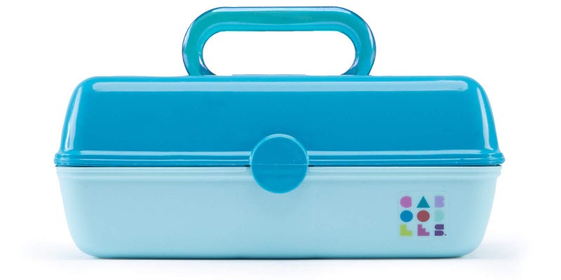 Caboodles Pretty In Petite - Forever Fun Makeup Organizer Compact Carrying Cosmetic Case, Turquoise Over Sky, 1 count - Image 1