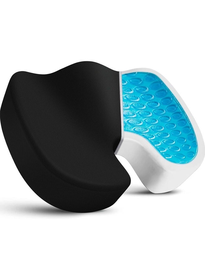 Gel Enhanced Seat Cushion – Office Chair Cushion – Non-Slip Gel & Memory Foam Coccyx Cushion for Tailbone Pain - Desk Chair Car Seat Cushion Driving - Sciatica & Back Pain Relief (Black) - Image 1
