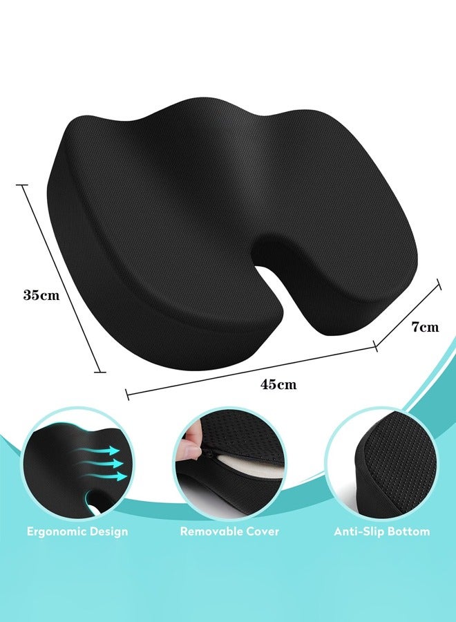 Gel Enhanced Seat Cushion – Office Chair Cushion – Non-Slip Gel & Memory Foam Coccyx Cushion for Tailbone Pain - Desk Chair Car Seat Cushion Driving - Sciatica & Back Pain Relief (Black) - Image 2