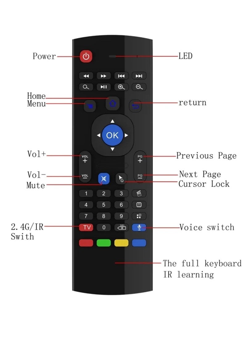 Generic Wireless Air Mouse with Mini Keyboard with Gyroscope, Infrared Learning, Google Voice Assistant Integration - Empower Your Android Smart TV Box  - Image 4