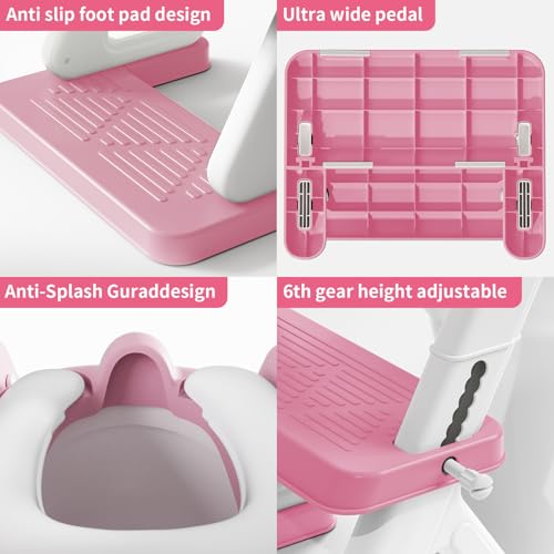 Wiifo Potty Training Toilet Seat with Step Stool Ladder for Boys and Girls, 2 in 1 Potty Training Toilet, Splash Guard Anti-Slip Pad Step Stool （Pink) Pedal Upgrade - Image 5
