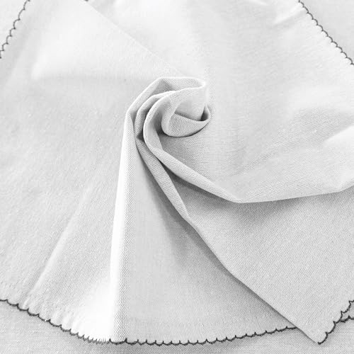 RUSTIQUE LINENS: Embroidered Edge Trim Tablecloth - Water & Stain Repellent (100% Cotton) 4-8 Seater - 10 Colors - Cool Grey (230 CM X 150 CM) - Image 4