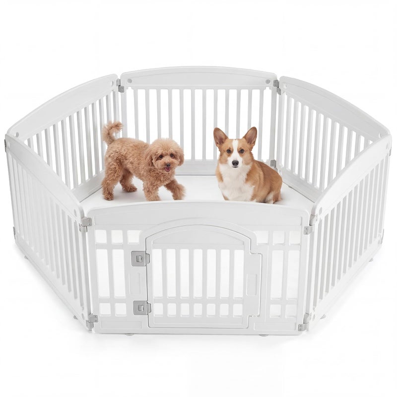 NEWBULIG Dog Playpen 6-Panel, 24IN Puppy Playpen, Stable Dog Play Pen Indoors/Outdoor with Secure Locking Door, Plastic Pet Fence for Small & Medium Dogs - Image 1