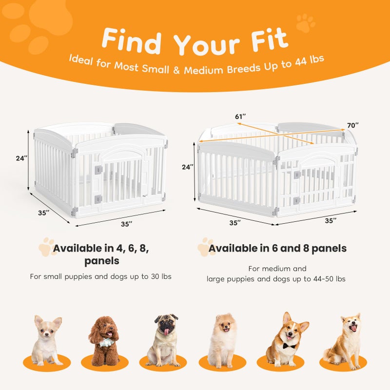NEWBULIG Dog Playpen 6-Panel, 24IN Puppy Playpen, Stable Dog Play Pen Indoors/Outdoor with Secure Locking Door, Plastic Pet Fence for Small & Medium Dogs - Image 4