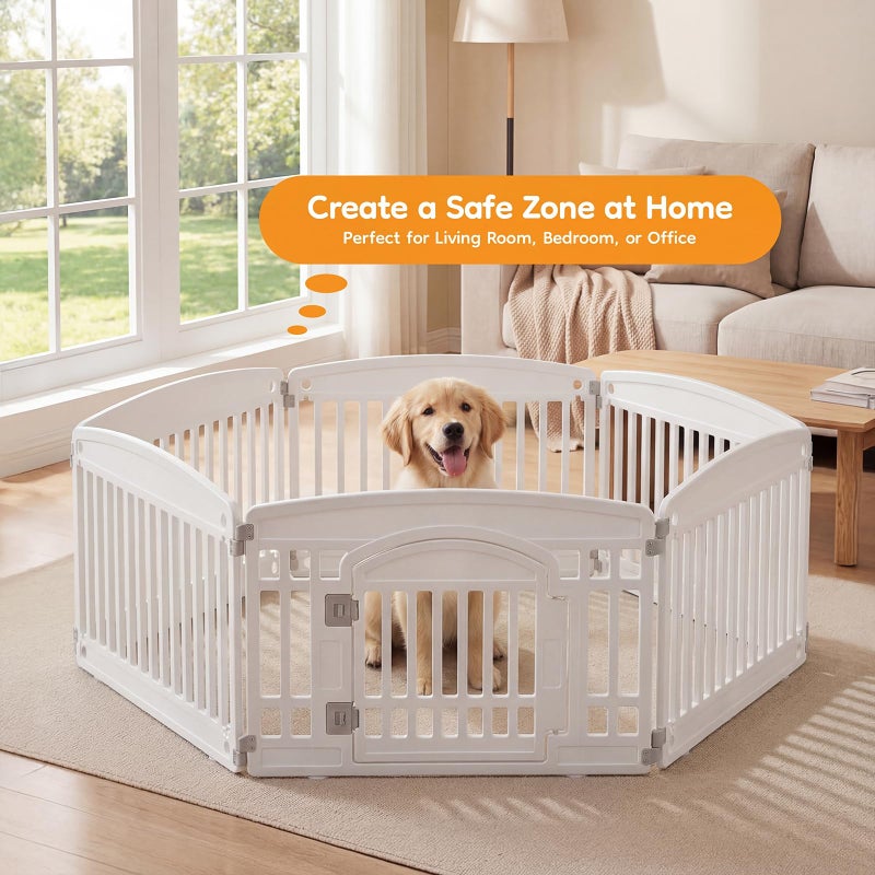 NEWBULIG Dog Playpen 6-Panel, 24IN Puppy Playpen, Stable Dog Play Pen Indoors/Outdoor with Secure Locking Door, Plastic Pet Fence for Small & Medium Dogs - Image 2
