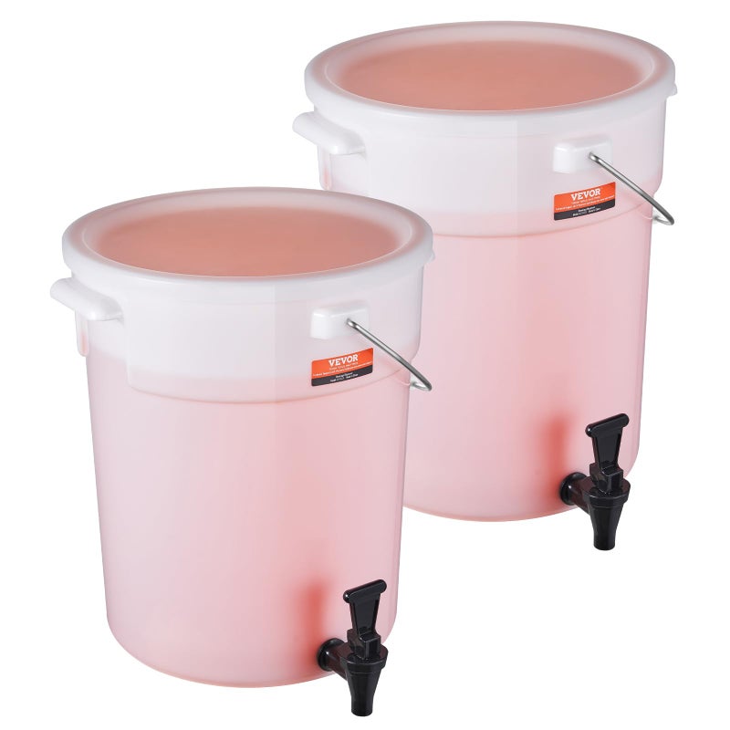 VEVOR Beverage Dispenser, 5 Gallon *2 Drink Dispensers for Parties, Plastic Juice Dispenser with Spigot and Lid, Iced Tea Lemonade Juice Water Dispenser, for Restaurants, Hotels, Parties, 2 Pack - Image 1