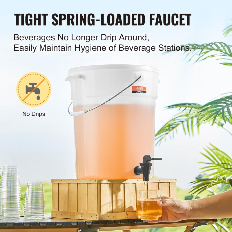 VEVOR Beverage Dispenser, 5 Gallon *2 Drink Dispensers for Parties, Plastic Juice Dispenser with Spigot and Lid, Iced Tea Lemonade Juice Water Dispenser, for Restaurants, Hotels, Parties, 2 Pack - Image 3