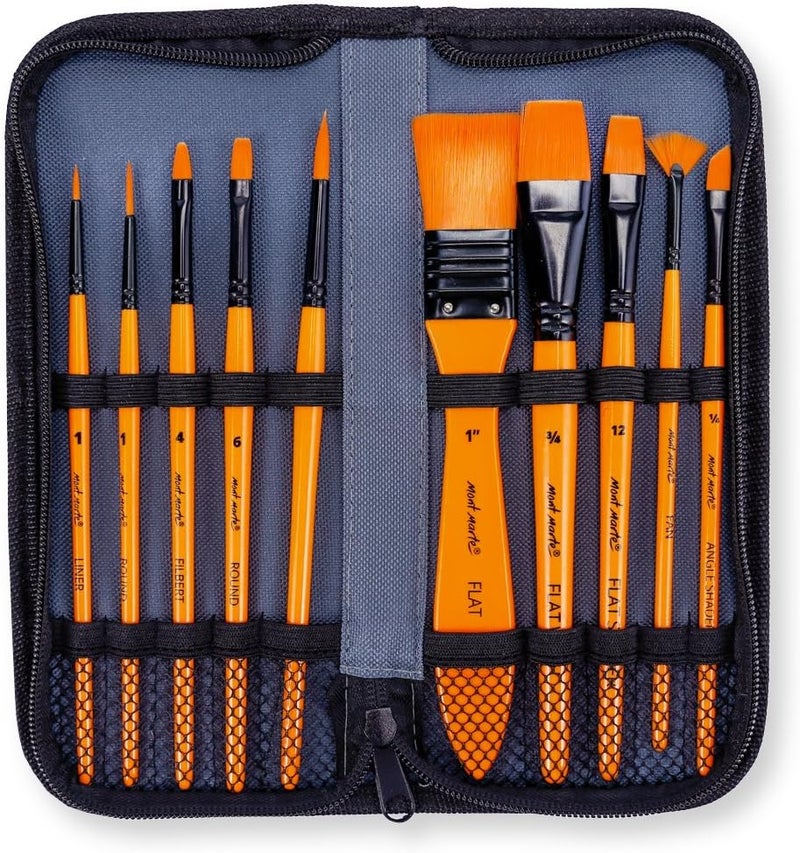 Mont Marte Acrylic Brush Set - 11 Piece Professional Taklon Brushes for Painting - Image 5