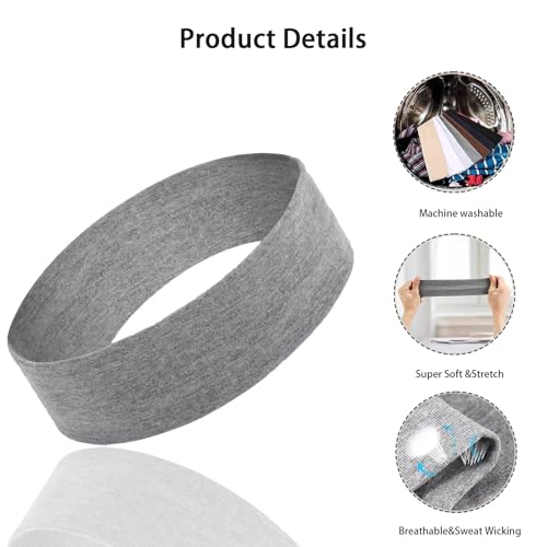 Zytiqt 6-Pack Headband for Women, Elastic Sports Headbands, Non-Slip Hair Bands for Running Yoga Workouts, Daily Use, Red, Black, Light Gray, Fluorescent Pink, Green, Medium Purple，Headscarf - Image 3