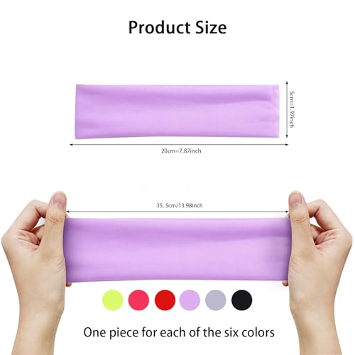 Zytiqt 6-Pack Headband for Women, Elastic Sports Headbands, Non-Slip Hair Bands for Running Yoga Workouts, Daily Use, Red, Black, Light Gray, Fluorescent Pink, Green, Medium Purple，Headscarf - Image 2