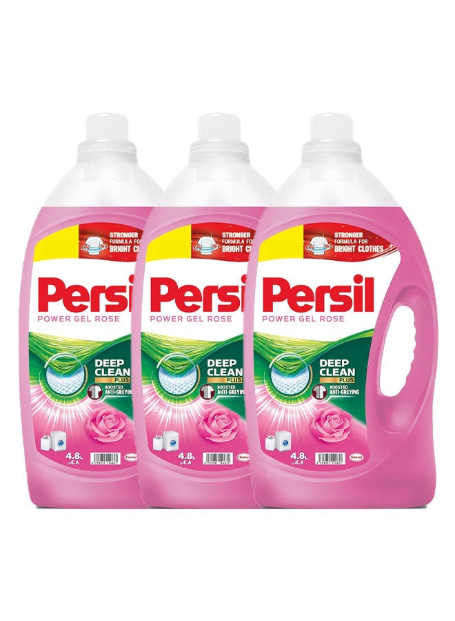 Persil Power Gel Liquid Laundry Detergent with Deep Clean Technology Rose 4.8L Pack of 3  - Image 1