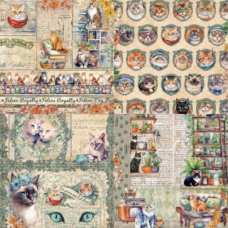 DESEACO 24 Sheets Vintage Kitten Scrapbooking Paper Pad 6x6, Decorative Single-Side Craft Paper for Adult Journaling, Card Making, Collage & DIY Scrapbook Projects - Image 2