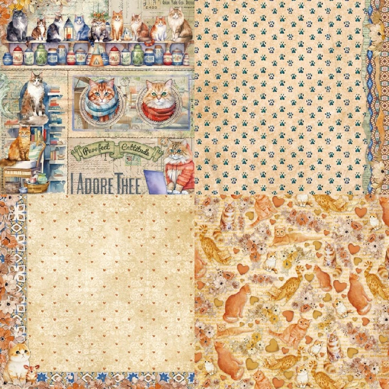 DESEACO 24 Sheets Vintage Kitten Scrapbooking Paper Pad 6x6, Decorative Single-Side Craft Paper for Adult Journaling, Card Making, Collage & DIY Scrapbook Projects - Image 3