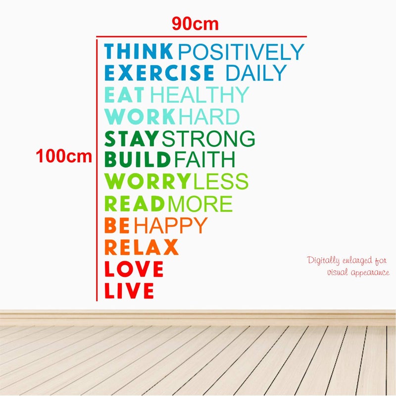 StickMe 'Think Positively - Typography - Office - Inspirational - Motivational - Quotes - Wall Sticker ' -SM613 (Multi Colour, Vinyl - 90cm X 100 cm) - Image 3