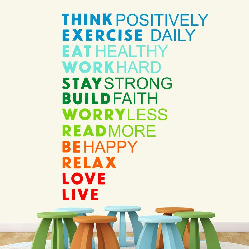 StickMe 'Think Positively - Typography - Office - Inspirational - Motivational - Quotes - Wall Sticker ' -SM613 (Multi Colour, Vinyl - 90cm X 100 cm) - Image 2