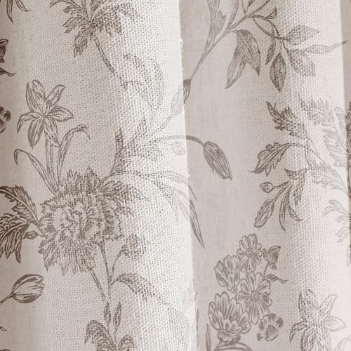 WOUVMA Vintage Farmhouse Shower Curtain for Bathroom Grey Shower Curtain Floral Cotton Linen 72" W x 72" L - Image 4