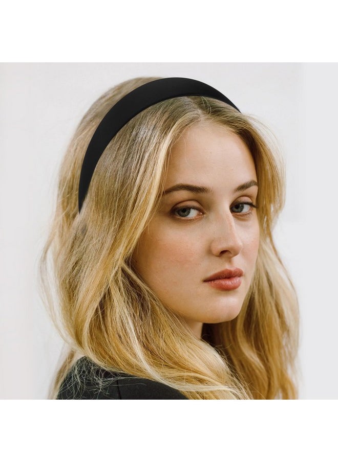Velscrun Headbands For Women Girls 1.3 Inch Satin Black Headband Wide Head Bands For Women'S Hair Women Fashion Hair Bands Cosplay Halloween Costumes Hair Accessories Gifts For Mothers Sisters  - Image 2