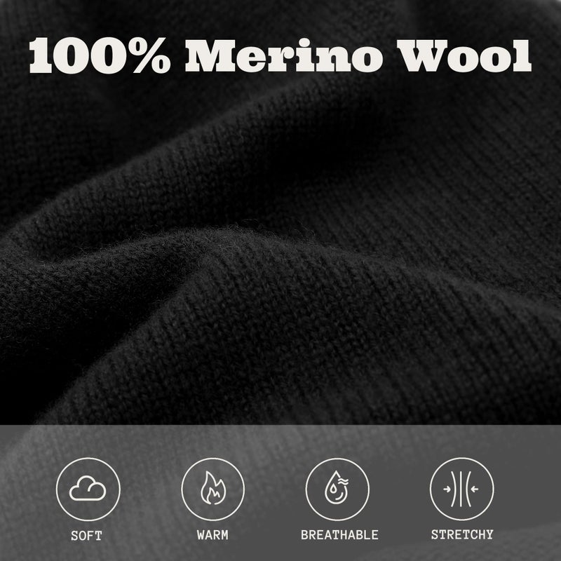 ACUSHLA 100% Merino Wool Slouchy Beanie for Women & Men Knit Winter Hat Unisex Warm Skull Cap for Cold Weather, Black - Image 3