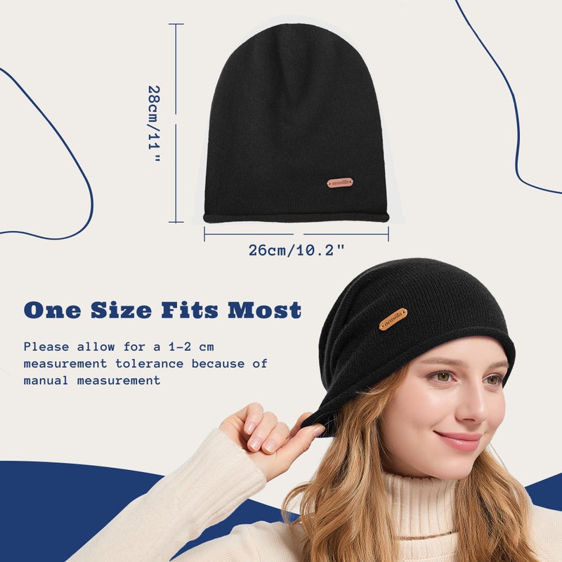 ACUSHLA 100% Merino Wool Slouchy Beanie for Women & Men Knit Winter Hat Unisex Warm Skull Cap for Cold Weather, Black - Image 5