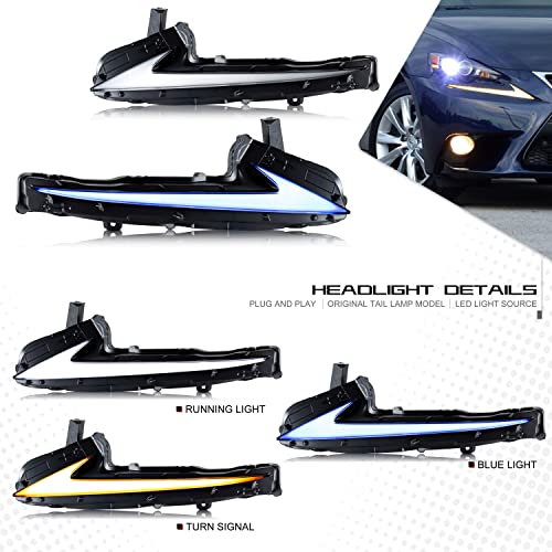 inginuity time إضاءة LED DRL للقيادة النهارية من إنجينيتي لسيارات لكزس IS250 IS350 IS200t IS300 ISF 2014 2015 2016 مع رسوم متحركة زرقاء عند التشغيل واستبدال مؤشر تسلسلي - Image 2