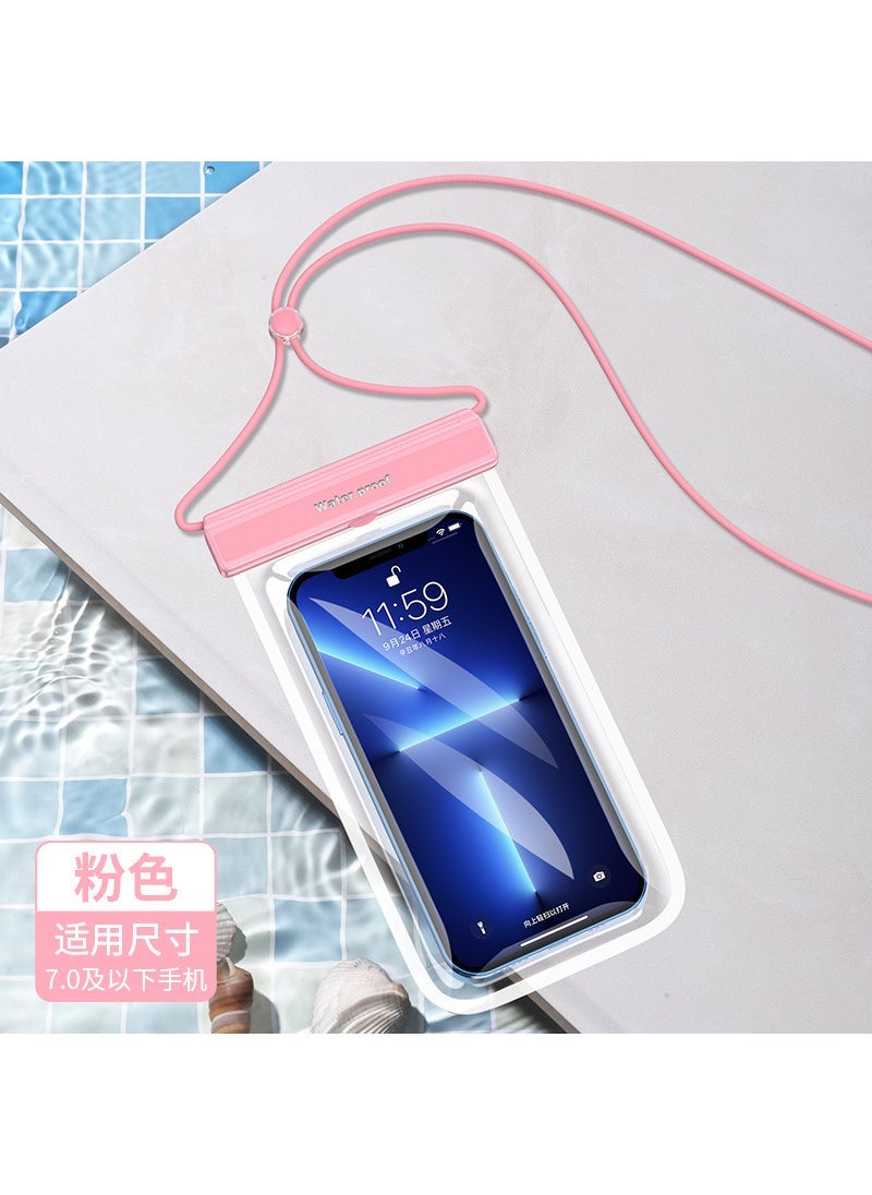 Generic New swimming diving mobile phone waterproof bag tpu touch screen dustproof Waterproof mobile phone bag transparent mobile phone waterproof case Pink