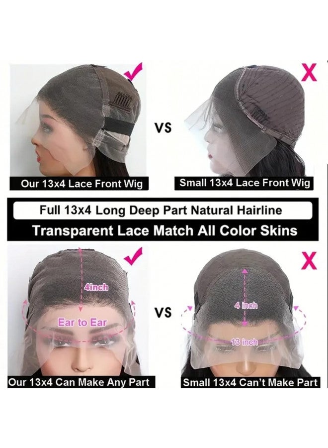 HUIDI 13x4 Straight Lace Front Wigs Human Hair 200% Density Hd Transparent 26 Inch Straight Frontal Wig for Women Glueless Straight Wigs Pre Plucked with Baby Hair Bone Straight Black Wig Brazilian Hair - Image 2