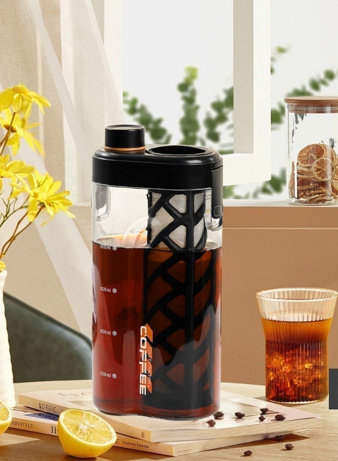 صانع القهوة الباردة، 800 مل من القهوة المثلجة والشاي مع مرشح قابل للإزالة - BPA مجاني، ثلاجة آمنة زجاجية جرة للبيرة المنزلية - سهلة صب البوابة - Image 1