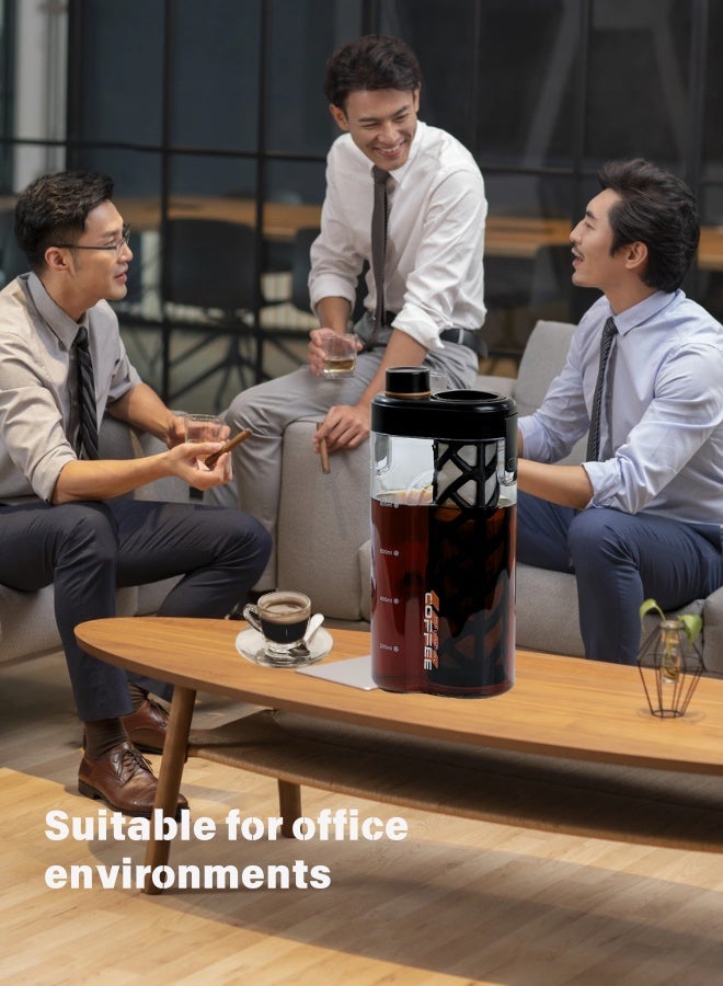 صانع القهوة الباردة، 800 مل من القهوة المثلجة والشاي مع مرشح قابل للإزالة - BPA مجاني، ثلاجة آمنة زجاجية جرة للبيرة المنزلية - سهلة صب البوابة - Image 2