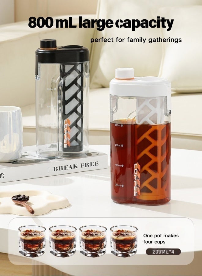 Cold Brew Coffee Maker, 800ml Iced Coffee & Tea Pitcher with Removable Filter - BPA Free, Refrigerator Safe Glass Jug for Home Brewing - Easy Pour Spout - Image 5