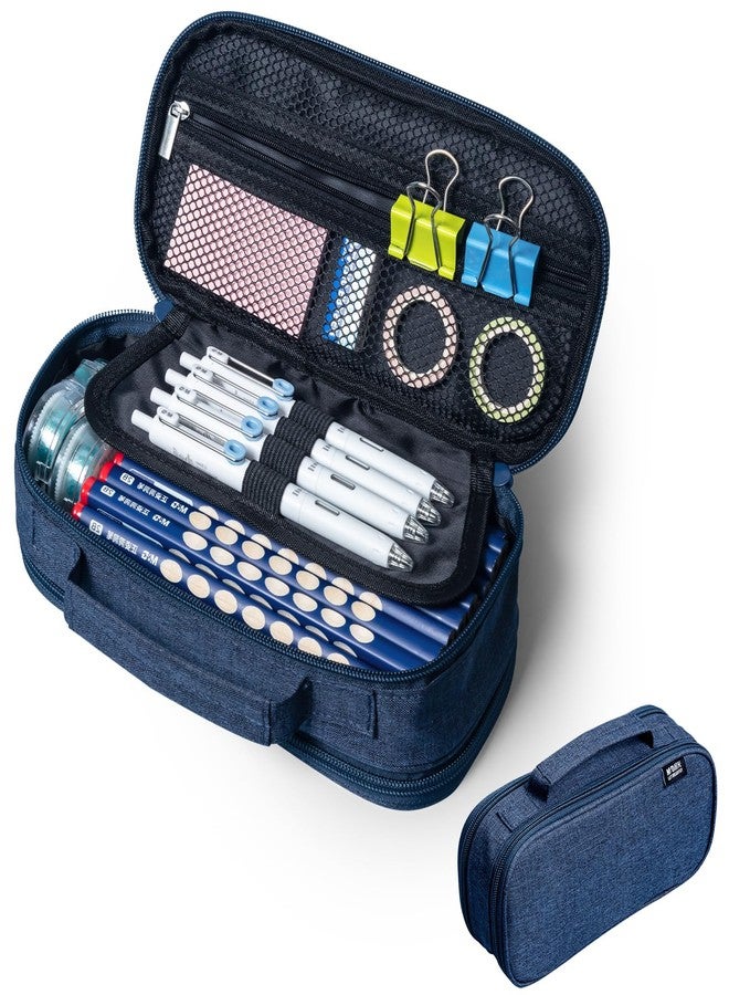 M&G Big Capacity Pencil Case, Large Capacity Pencil Pouch Multi-Slot Pencil Case Organizer, Portable Big Pencil Bags with Zipper for Makeup Brush Teen Boys Girls Office (Blue) - Image 1