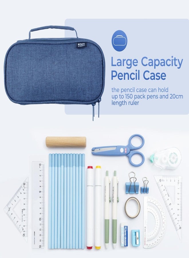 M&G Big Capacity Pencil Case, Large Capacity Pencil Pouch Multi-Slot Pencil Case Organizer, Portable Big Pencil Bags with Zipper for Makeup Brush Teen Boys Girls Office (Blue) - Image 2