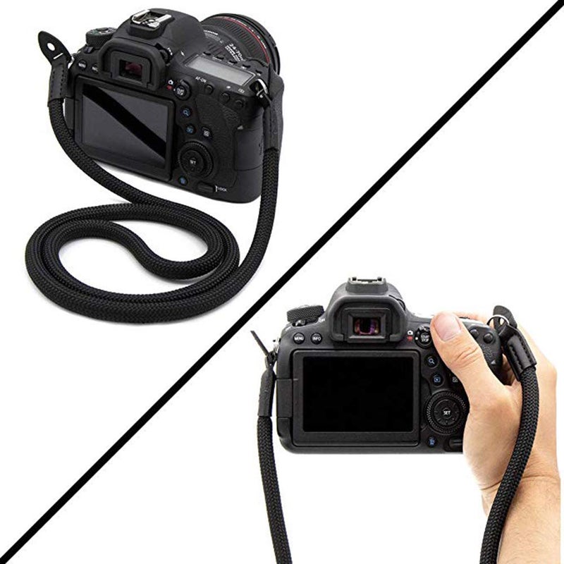 Eorefo Camera Strap Vintage 100cm Nylon Climbing Rope Camera Neck Shoulder Strap for Micro Single and DSLR Camera.(Black) - Image 3