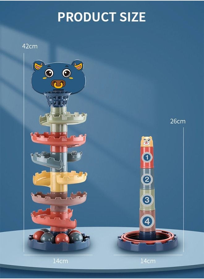GROIC - 7 Layer Ball Drop and Roll Swirling Tower, Stack, Drop and Go Ball Ramp Toy, Balls Ramp Whirling Stack and Toss Game for Toddler - Image 1