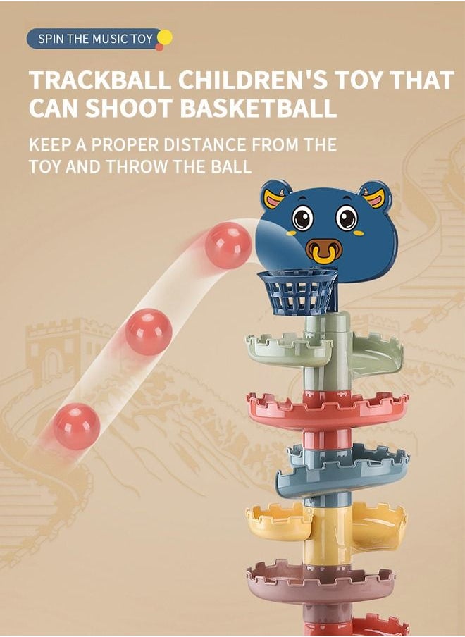 GROIC - 7 Layer Ball Drop and Roll Swirling Tower, Stack, Drop and Go Ball Ramp Toy, Balls Ramp Whirling Stack and Toss Game for Toddler - Image 1