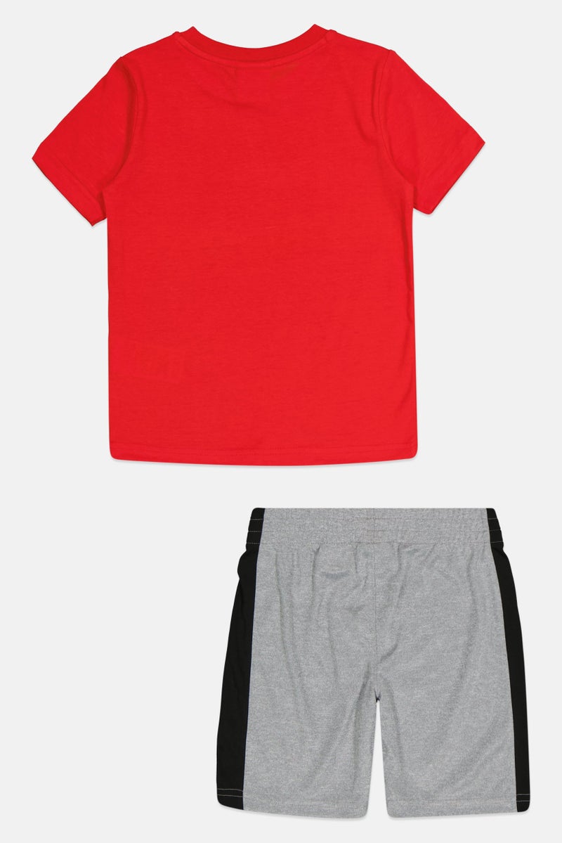 PUMA طقم تي شيرت طويل الأكمام وشورتات للأطفال الأولاد مكون من قطعتين، متعدد الألوان - Image 2