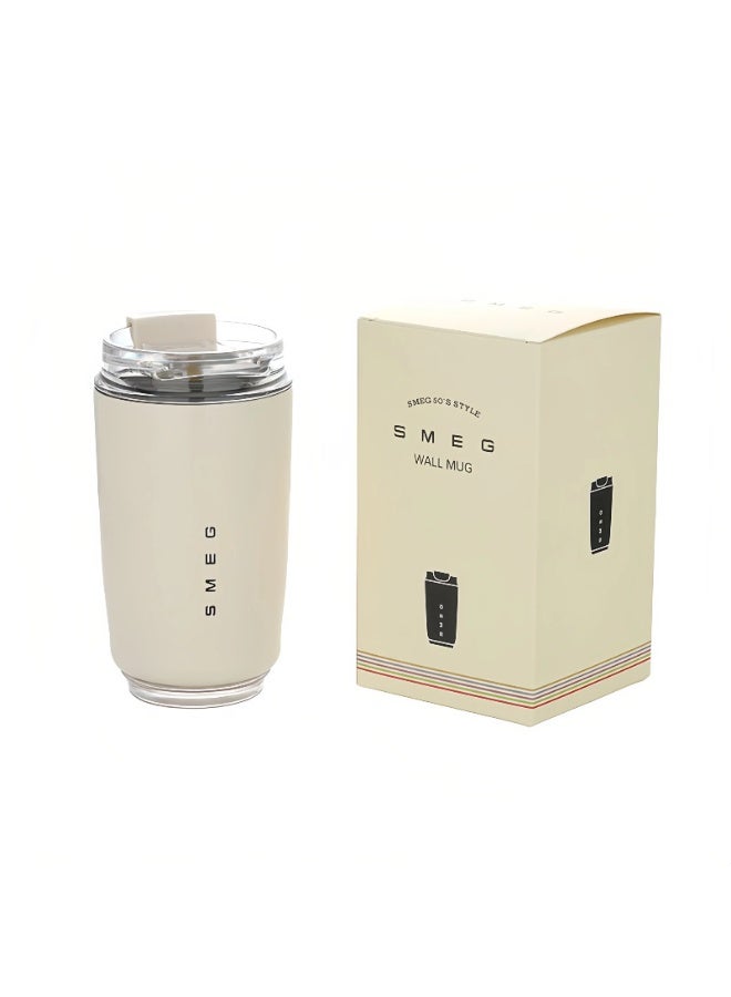 Smeg Travel Coffee Mug, 320ml Insulated Beverage Cup With Leakproof Lid, Long Lasting Coffee Tumbler With Lid And Straw, Travel Coffee Thermos （White） - Image 2