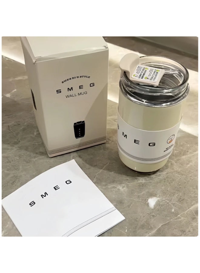 Smeg Travel Coffee Mug, 320ml Insulated Beverage Cup With Leakproof Lid, Long Lasting Coffee Tumbler With Lid And Straw, Travel Coffee Thermos （White） - Image 5