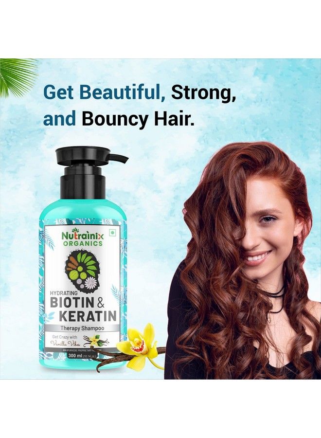Nutrainix Organics Hydrating Biotin & Keratin Therapy Shampoo ; Hair Growth Shampoo Reduce Hair Fall ; Keratin Shampoo For Dry And Frizzy Hair ; Hair Shampoo For Men And Women 300 Ml  - Image 3
