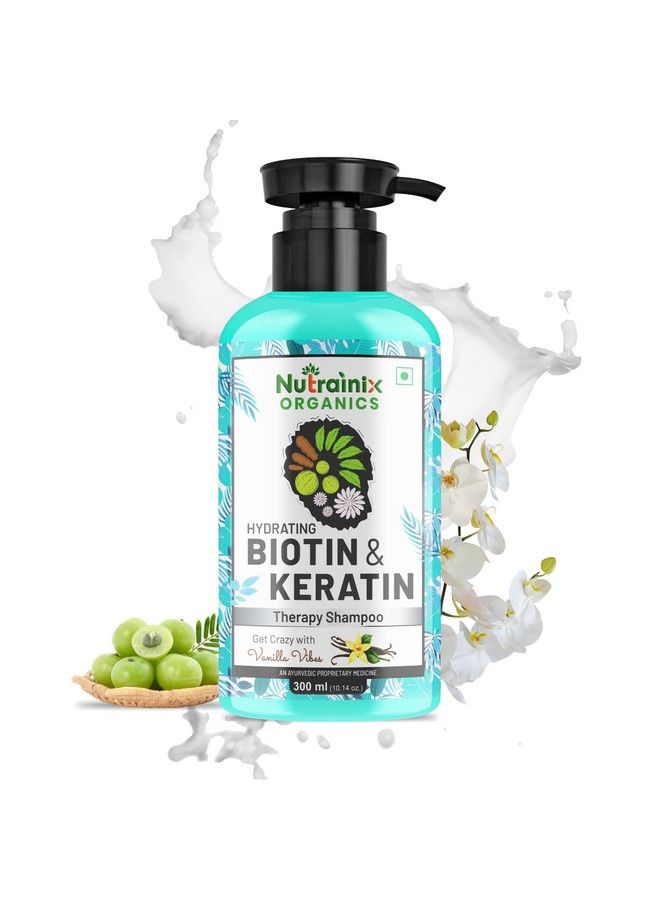 Nutrainix Organics Hydrating Biotin & Keratin Therapy Shampoo ; Hair Growth Shampoo Reduce Hair Fall ; Keratin Shampoo For Dry And Frizzy Hair ; Hair Shampoo For Men And Women 300 Ml  - Image 2
