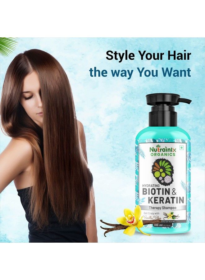 Nutrainix Organics Hydrating Biotin & Keratin Therapy Shampoo ; Hair Growth Shampoo Reduce Hair Fall ; Keratin Shampoo For Dry And Frizzy Hair ; Hair Shampoo For Men And Women 300 Ml  - Image 4