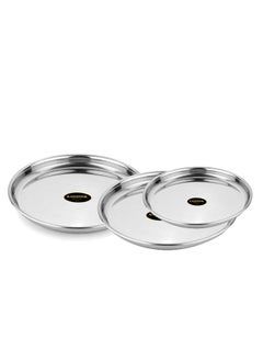 BLACKSTONE Stainless Steel Beaded Thali, Rice Thali Plates, Silver Set of 2 Pcs 24cm  - Image 3