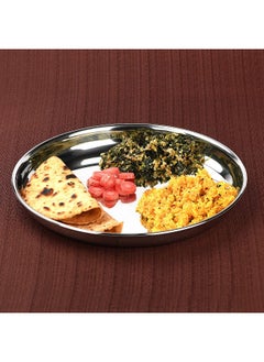 BLACKSTONE Stainless Steel Beaded Thali, Rice Thali Plates, Silver Set of 2 Pcs 24cm  - Image 2